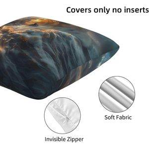 Organic 12x12 Inch Set of 2 Square Decorative <b>Pillow</b> Covers Stormy Ocean Vortex Without <b>Pillow</b> for Couch Bed Living Room Decor - Product Image 3