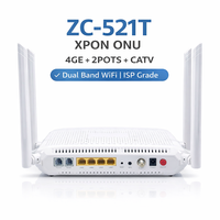Harga Pabrik ZC-521T Dual Mode XPON GPON/EPON AC2100 Dual Band WiFi 5 2.4G 5G 4GE 2POTS CATV Modem Router 6 Antena Eksternal