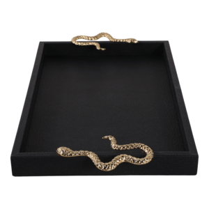 Vassoio Decorativo con Manici a Forma di Serpente per Centrotavola, Vassoio Rettangolare Nero per Servire - Product Image 3