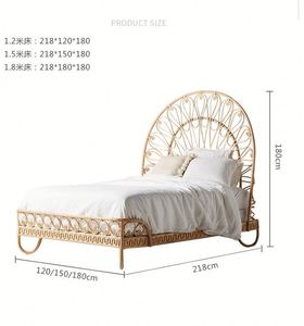 Meubles d'art en rotin <span class=keywords><strong>lit</strong></span> en rotin naturel Simple moderne créatif chambre chez l'habitant hôtel taverne rotin Art <span class=keywords><strong>lit</strong></span> double - Product Image 6