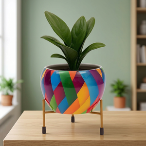 Maceta de Metal con Forma de Flor Natural, con Soporte de Hierro, Maceta Decorativa para Plantas de Interior y Exterior, Suculentas, Hogar, Jardín, Balcón - Product Image 1