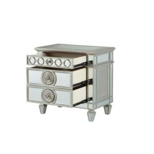 DB Varian Luxury Mirrored Smart <b>Nightstand</b> with 2 Drawers Modern European Style for Bedroom or Apartment Use - Product Image 2