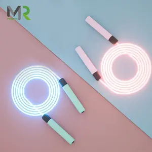 Corda de pular MR com luz LED de comprimento ajustável para meninos e meninas, corda ajustável brilhante para pular para fitness