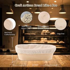 ตะกร้าสำหรับพักแป้งขนมปัง ตะกร้าหมักแป้ง รูปทรงวงรีขนาดใหญ่ ใช้งานง่ายสำหรับการอบขนมปัง พร้อมเครื่องหมายแบบมืออาชีพ ชุดอุปกรณ์สำหรับทำขนมปัง - Product Image 4