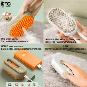 Geerduo Pet Brush 2 In1 Electric Spray Anti Flying Ontharing Massage Kam Grooming Cat Stoomborstel