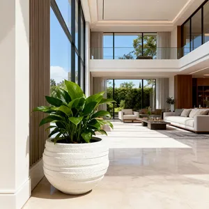 Maceta Grande de Fibra de Vidrio Reforzada con Plástico (FRP) con Nervaduras, Tamaño y Color Personalizados, para Interiores y Exteriores - Product Image 1