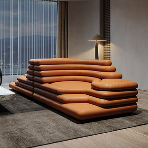 Nouveau design de canapé <span class=keywords><strong>italien</strong></span> modulaire en cuir au sol, canapé d'angle moderne, lit, meubles de salon sectionnels de luxe pour la maison - Product Image 5