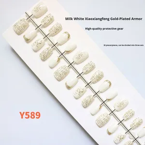 Nouveaux <span class=keywords><strong>ongles</strong></span> pressés pré-faits 3D en relief haut de gamme, longs, carrés, élégants, blanchissants, portables, <span class=keywords><strong>faux</strong></span> <span class=keywords><strong>ongles</strong></span> artificiels - Product Image 6