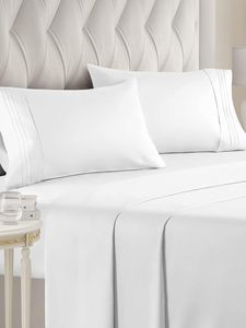 Eco Friendly 100% <strong>Bamboo</strong> Fiber 4-in-1 Bedding Set, Breathable Soft Fitted <strong>Sheet</strong> Flat <strong>Sheet</strong> Pillow Covers for <strong>UK</strong> Sizes - Product Image 3