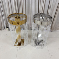 SMS Edelstahl Kristall-Perlen Blumenständer Hochzeitstisch-Mittelstück Gold Silber Metall-Säulenvase für Bankett-Event-Dekoration