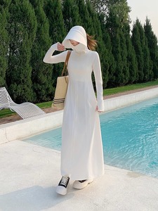 <span class=keywords><strong>Robe</strong></span> <span class=keywords><strong>longue</strong></span> noire ajustée pour femme, nouvelle collection été, avec logo personnalisé, protection <span class=keywords><strong>UV</strong></span> UPF40+, en Spandex/Nylon, col boutonné, <span class=keywords><strong>anti</strong></span>-<span class=keywords><strong>UV</strong></span> - Product Image 2