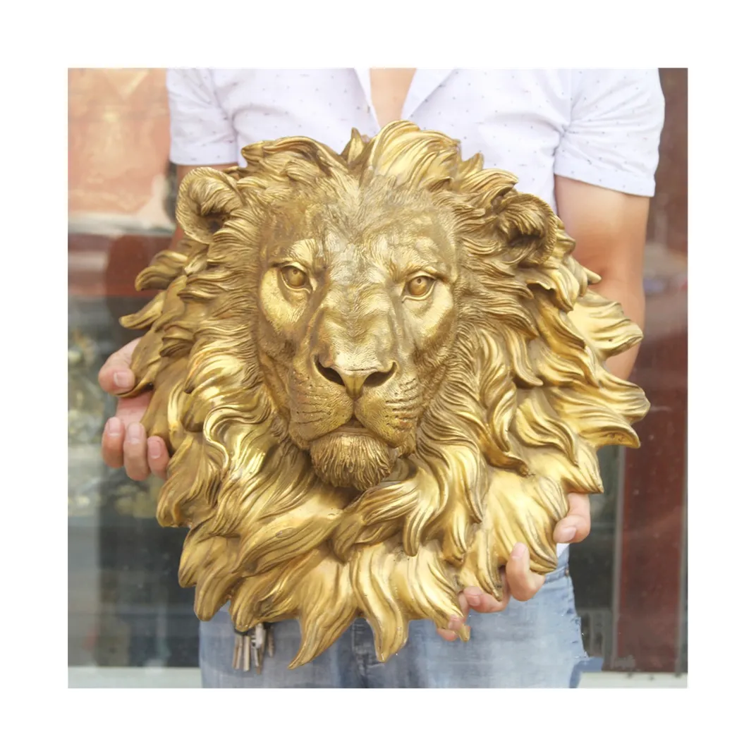 รูปปั้นทองสัมฤทธิ์หัวสิงโตทองแดง,เครื่องประดับหัวสิงโตทองแดงตกแต่งบ้านงานฝีมือหัวสิงโตทองแดงตกแต่ง