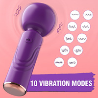 Starker Stoß-Vibrator mit Großem Kopf, Rotierender Vibrations-Masturbator für Frauen, Kleiner Massagestab mit 10 Vibrationsmodi, Handgehalten, USB