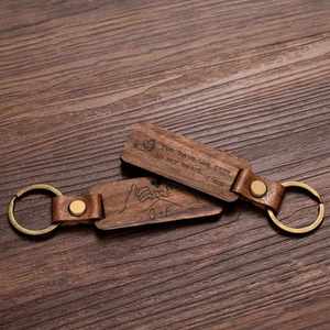 <b>Personalised</b> Laser Engraved Wooden Label <b>Keyring</b> Custom Logo Keychains with Wood Strap Accessories for <b>Car</b> Bag Pendant - Product Image 3