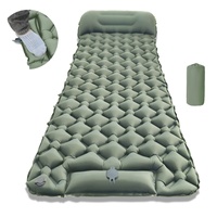 Matelas de camping gonflable portable avec pompe à pied, matelas de couchage en TPU à poches d'air diamantées pour la randonnée et le trekking