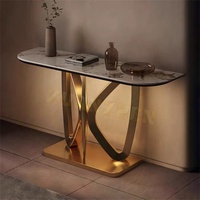 Xuanzhen Meubles de salon Table Console en marbre Console d'entrée de luxe moderne Table d'entrée en pierre dorée