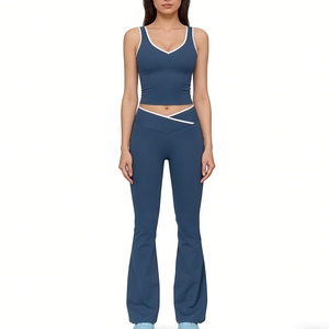 ชุดกางเกงกีฬาเอวสูงสำหรับผู้หญิง 2 ชิ้น สีตัดต่อ ดีไซน์โชว์หลัง กระชับรูปร่าง สวมใส่สบายเหมือนผิวเปลือย เหมาะสำหรับวิ่งและออกกำลังกาย แฟชั่น - Product Image 3