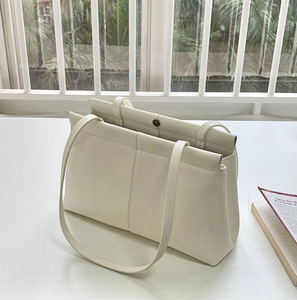 Nuevo bolso de hombro de cuero PU de gran capacidad, bolso de mano femenino de cuello blanco simple, bolso de moda - Product Image 3