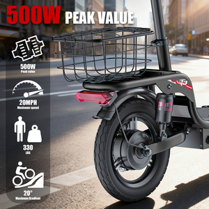 Potente Scooter Eléctrico con Certificación UL para Conductores Altos, Capacidad Máxima de 330 LB, 20 MPH, Alcance de 28 Millas, <span class=keywords><strong>500</strong></span> W, Doble Suspensión, Plegable de 14 Pulgadas, T3 - Product Image 2
