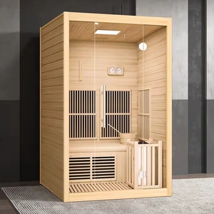 Sauna intérieur moderne en bois massif à faible EMF et infrarouge lointain pour villa, bien-être, yoga et méditation, spa - Product Image 2