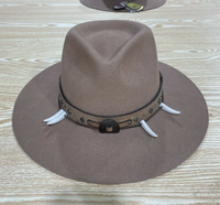 NL117 Einzigartiger Woll-Fedora-Hut im Ethno-Stil mit breiter Krempe, warm für den Winter, neues Design