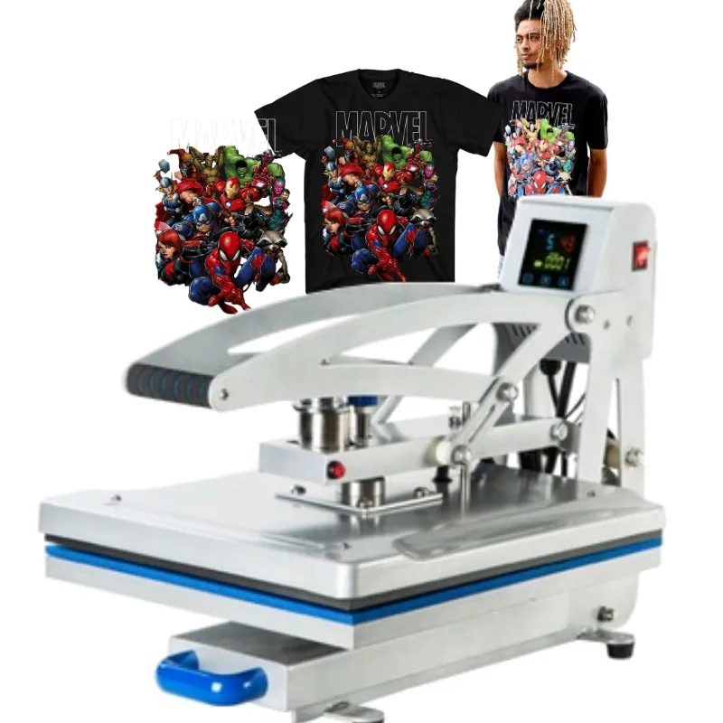 वाणिज्यिक ग्रेड पेशेवर चुंबकीय अर्द्ध स्वचालित टी शर्ट बनाने की क्रिया गर्मी प्रेस मशीन