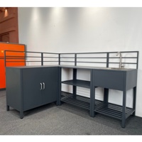 Meuble de cuisine extérieur modulaire en acier thermolaqué, buffet de rangement 3 portes pour patio, table de préparation BBQ, fabricant grossiste