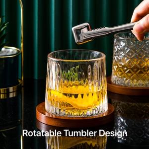 Cajas con logotipo personalizado, alivio de descompresión, vaso de cristal en relieve, vaso de <span class=keywords><strong>Whisky</strong></span> giratorio, juegos de gafas con Base de madera - Product Image 5