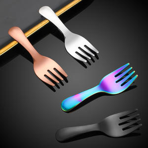 ช้อนส้อมสแตนเลส 304 ด้ามสั้น สำหรับเด็ก ทานของหวาน เค้ก ไอศกรีม ภาชนะใส่อาหาร สีพื้น ทรงตรง - Product Image 1