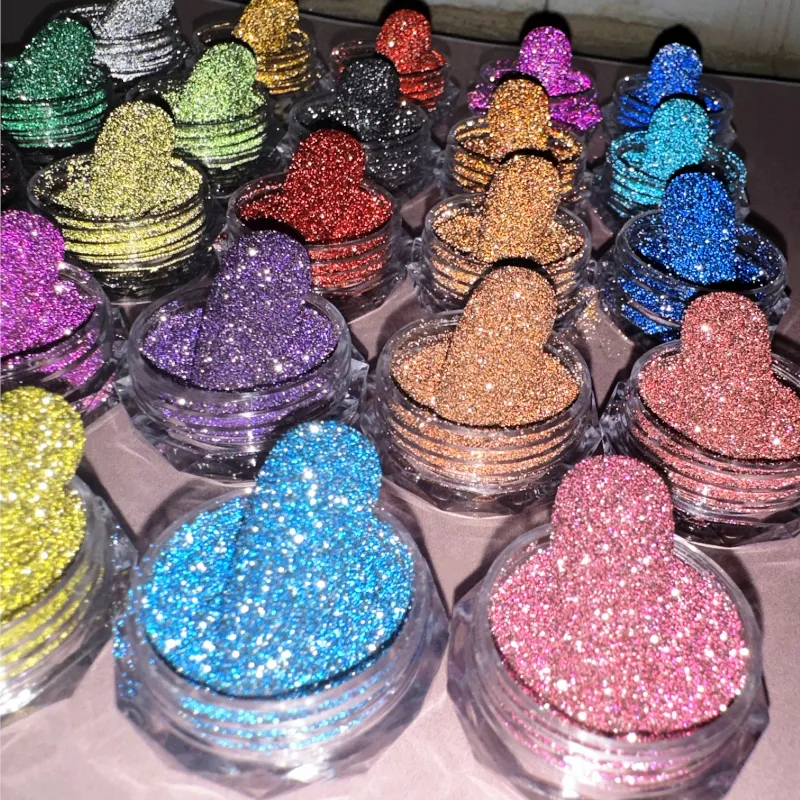 BOKO Nail Art Glitter berkilau bubuk berlian Glitter reflektif untuk Gel poles Salon Kuku manikur DIY