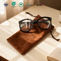 Étui à lunettes en velours personnalisable avec logo, motif montagne, 9x18cm, durable, impression soie haute qualité