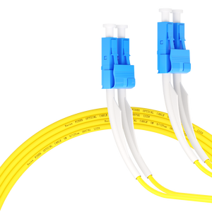 Cavo Patch in Fibra Ottica da 1m (3ft) 2 Fibre LC UPC Duplex a LC UPC Duplex Single Mode (OS2) Riser (OFNR) 2.0mm con Buffer Stretto Giallo - Product Image 3