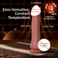Dildo réaliste en silicone liquide imperméable avec fonctions de vibration, de chauffage et de poussée pour femmes