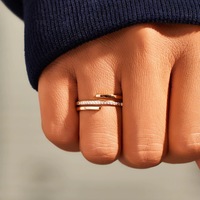 Bague minimaliste en argent 925 pour filles, bijoux géométriques, double croix