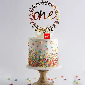 TX One Topper Kue Ulang Tahun Akrilik Selamat Ulang Tahun Kue Ulang Tahun Pertama untuk Dekorasi Pesta Baby Shower Pemasok Di Cina