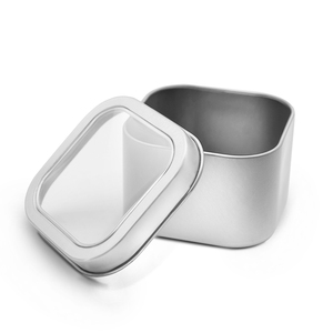 Azione In Magazzino Metallo Argenteo di Scatola di Latta Candela Candela Imballaggio Jar Nero Quadrato di Latta Candela - Product Image 2