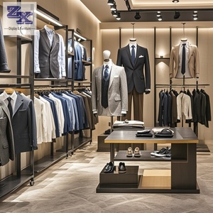 Abiti da uomo di fascia alta espositore con led in venature del legno design per abiti da uomo <span class=keywords><strong>negozio</strong></span> - Product Image 5