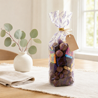 Pochettes personnalisées transparentes à fond plat en OPP et à fond plié |   Sacs en cellophane autoportants avec base en carton pour aliments et bonbons