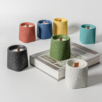 Pot en ciment béton texturé nordique couleur personnalisée pour bougies parfumées vides – Récipient à cire, coupelle, pot