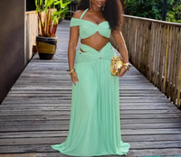ZHEZHE Fashion 2026 – Ensemble 2 pièces d'été pour femme : débardeur sans manches et jupe longue en maille, style boutique streetwear