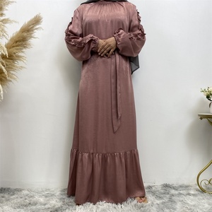 6582 #   Robe longue à volants ChaomengFashion OEM, robe modeste pour femmes musulmanes, robe en satin d'été - Product Image 2