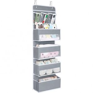 Nursery Closet Cabinet Baby Storage Door Hanging Organizer with 4 <b>Large</b> Pockets and 3 Small PVC Pockets for Cosmetics - Product Image 2