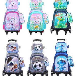 MM <b>Children</b> School <b>Backpack</b> with Trolley Wheels Handle Kids Character Design Laptop Sleeve Durable Polyester Modern Style - Product Image 3