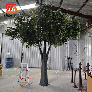 Grand arbre artificiel décoratif de banian lisse, fait à la main, feuilles vertes de haute qualité, arbre artificiel, plante artificielle - Product Image 2