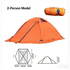 เต็นท์อลูมิเนียมสองชั้นสำหรับ 3-4 คน เต็นท์พับได้สำหรับตั้งแคมป์กลางแจ้ง 4 ฤดู กันน้ำ กันฝน ทำจากผ้าโพลีเอสเตอร์ - Product Image 3