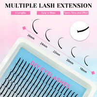 Extensions de cils DIY, courbure D, longs cils effet fée, 12 rangées, 18-26mm, en fibres synthétiques, pour salon et usage domestique