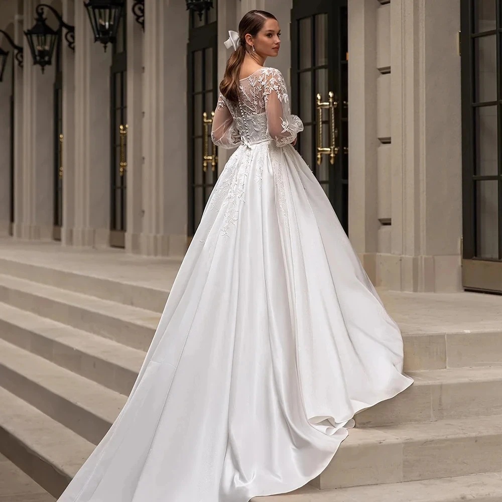 satin embroidered wedding dress Mermaid Cathedral Train Lace Stretch Satin Wedding Dress COCOMELODY CW3270, 45 Days / Ivory / US4-UK6-EUR34