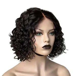 Dropshipping Short Water Wave Bob Wigs For Black Women Factory Vendor Raw Cuticle Aligned Hair 4x4 Closure Waves And Wigs