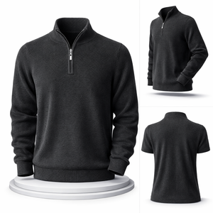 Clothing Manufacturers Custom Men’s Quarter Zip Sweater 100% Cotton Acrylic Knit Thick Warm Pullover OEM Private Label - Product Image 3