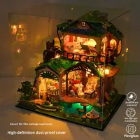 Rumah Pohon Dongeng Hutan Kayu DIY, Model Villa Miniatur 3D untuk Perakitan, Hadiah Ulang Tahun Kreatif untuk Usia 14+ Tahun